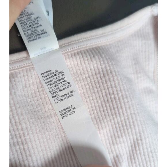 Athleta Aurora Seamless Crop Ribbed Tank Rosy Tint Light Pink V Neck Womens XXS - Picture 9 of 9